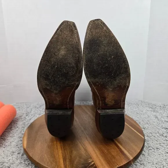 Boulet Womens 9.5C/B Brown Two Tone Inlay Casual Lifestyle Western Cowgirl Boots - Picture 13 of 16